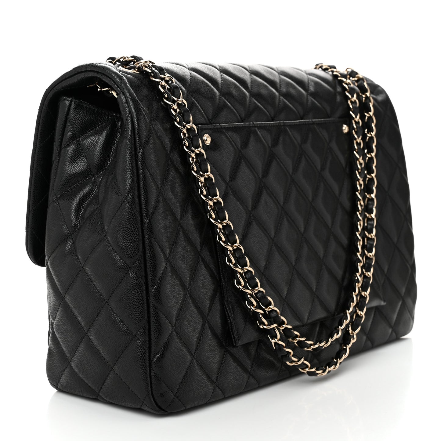 Caviar Quilted XXL Travel Flap Bag Black