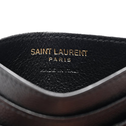 Saint Laurent Grain De Poudre Matelasse Chevron Monogram Credit Card Case Black 6 of 7