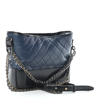 Chanel Aged Calfskin Quilted Medium Gabrielle Hobo Navy Black 3 of 11