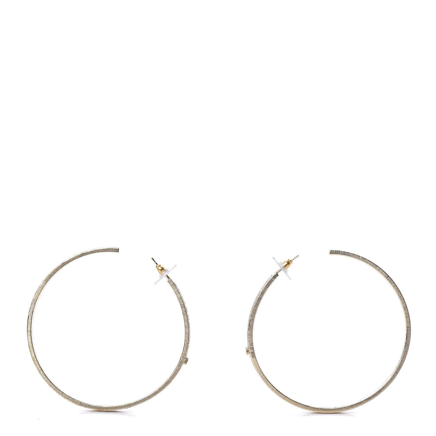 Chanel Crystal CC Hoop Earrings Pale Pink Gold 5 of 5