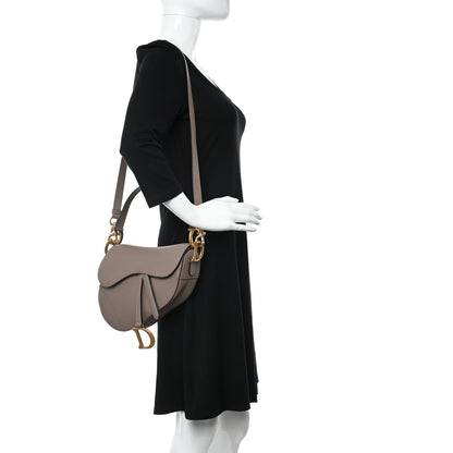 Christian Dior Grained Calfskin Saddle Bag With Strap Warm Taupe 2 of 9