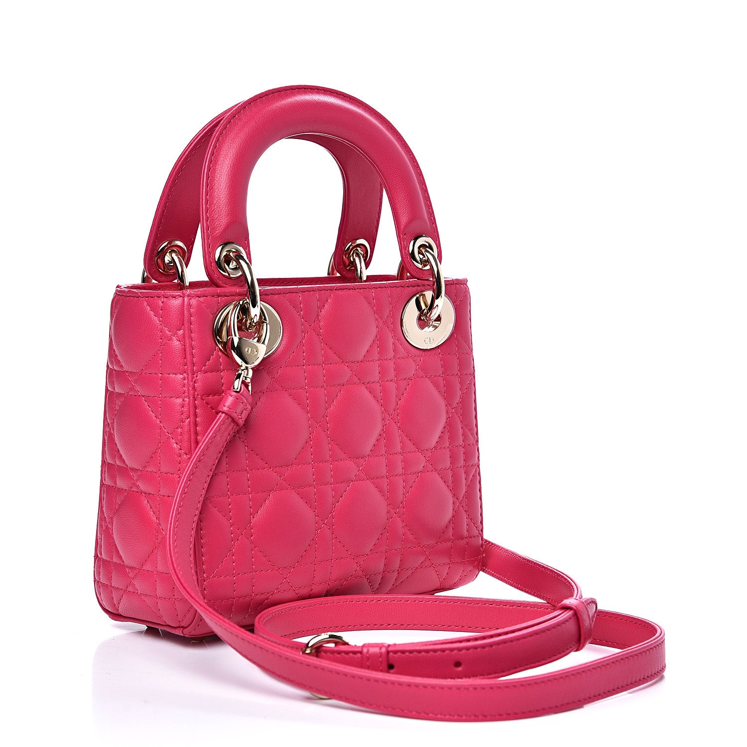 Christian Dior Lambskin Cannage Mini Lady Dior Fuchsia 2 of 8