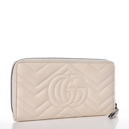 Gucci Calfskin Matelasse GG Marmont Zip Around Wallet White 3 of 8