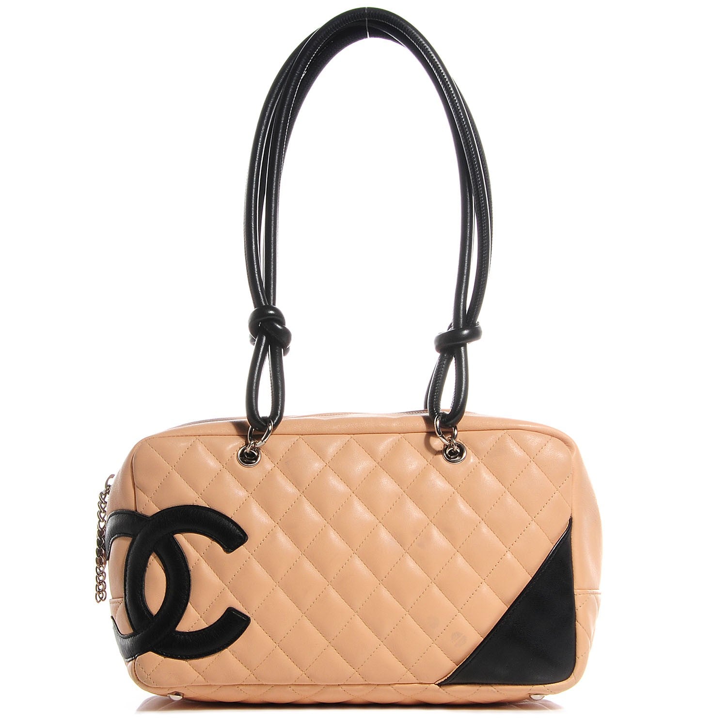 Chanel Calfskin Quilted Large Cambon Bowler Beige Black 1 of 7