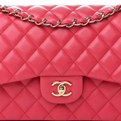 Chanel Caviar Quilted Jumbo Double Flap Dark Pink 8 of 13