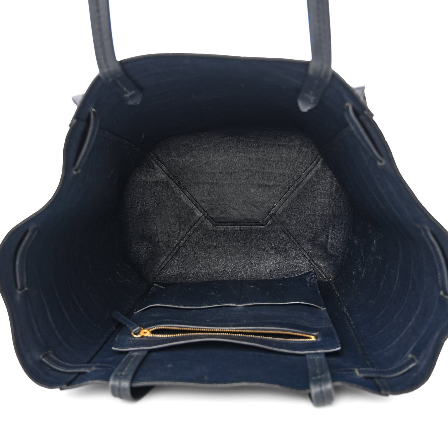Nubuck Crocodile Embossed Medium Belt Cabas Phantom Navy Blue