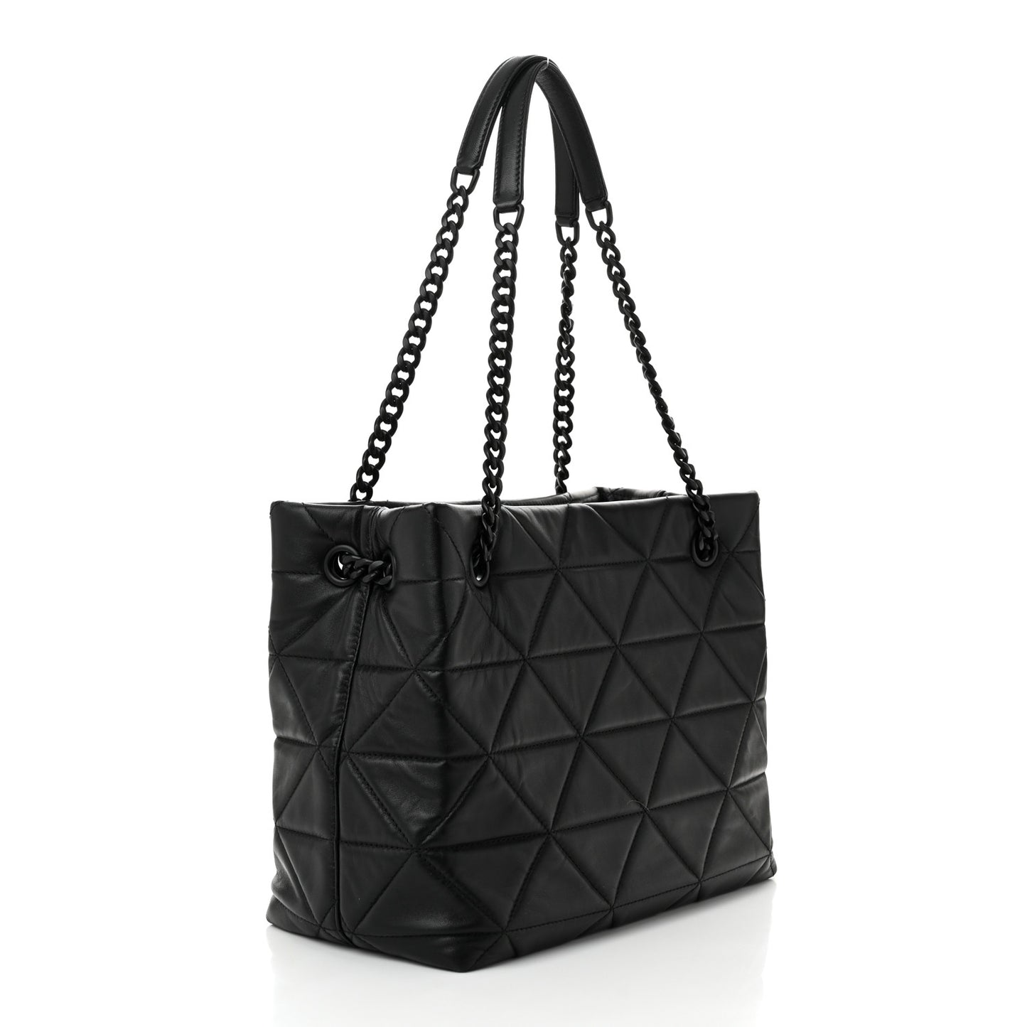 Nappa Quilted Monochrome Chain Tote Bag Black