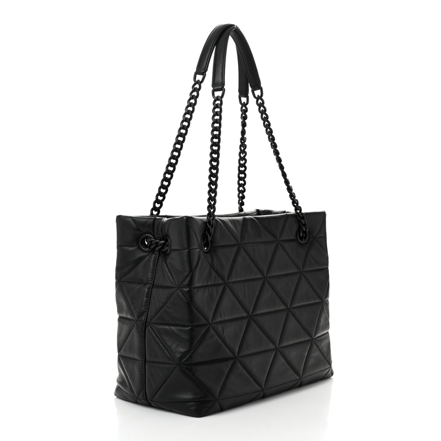 Prada Nappa Quilted Monochrome Chain Tote Bag Black 3 of 9