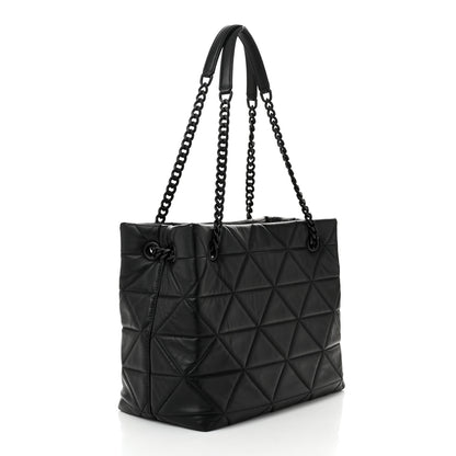Prada Nappa Quilted Monochrome Chain Tote Bag Black 3 of 9