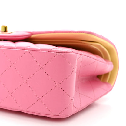 Chanel Lambskin Quilted Small Double Flap Pink Yellow 10 of 11