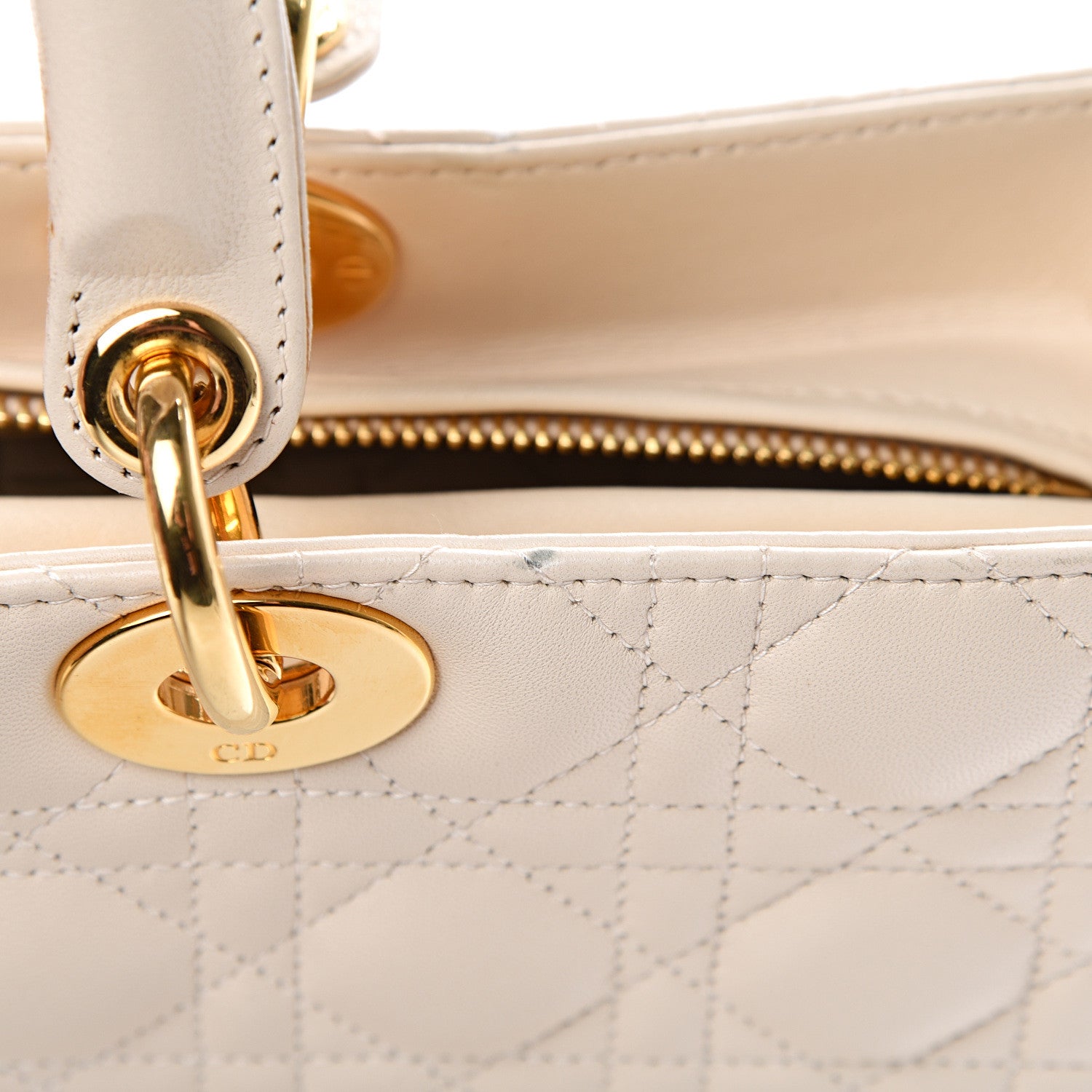 Christian Dior Lambskin Cannage Large Lady Dior Light Beige 8 of 21
