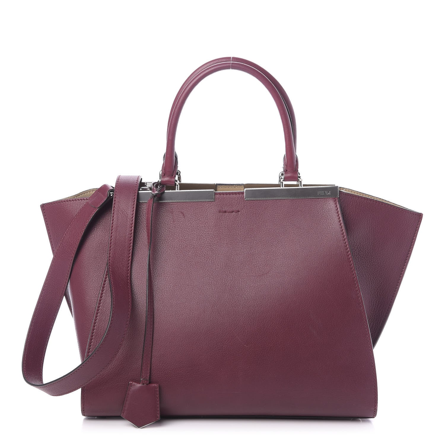 Fendi Vitello Dolce Marmol Shiny Nappa Petite 3Jours Tote Bordeaux 1 of 17