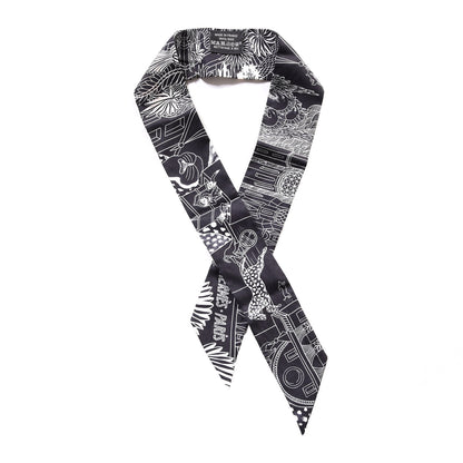 Hermes Silk Animapolis Twilly Black White 1 of 4