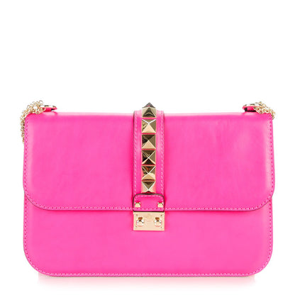 Valentino Garavani Vitello Large Glam Lock Rockstud Flap Pop Fuxia 1 of 7
