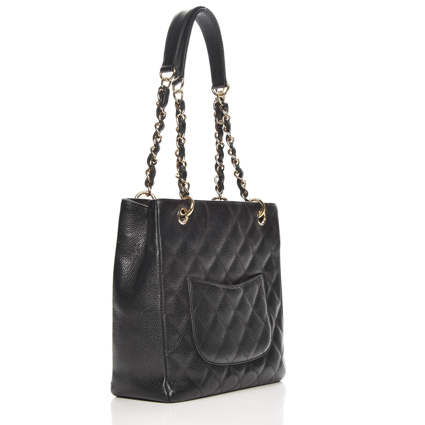 Caviar Quilted Petit Shopping Tote PST Black