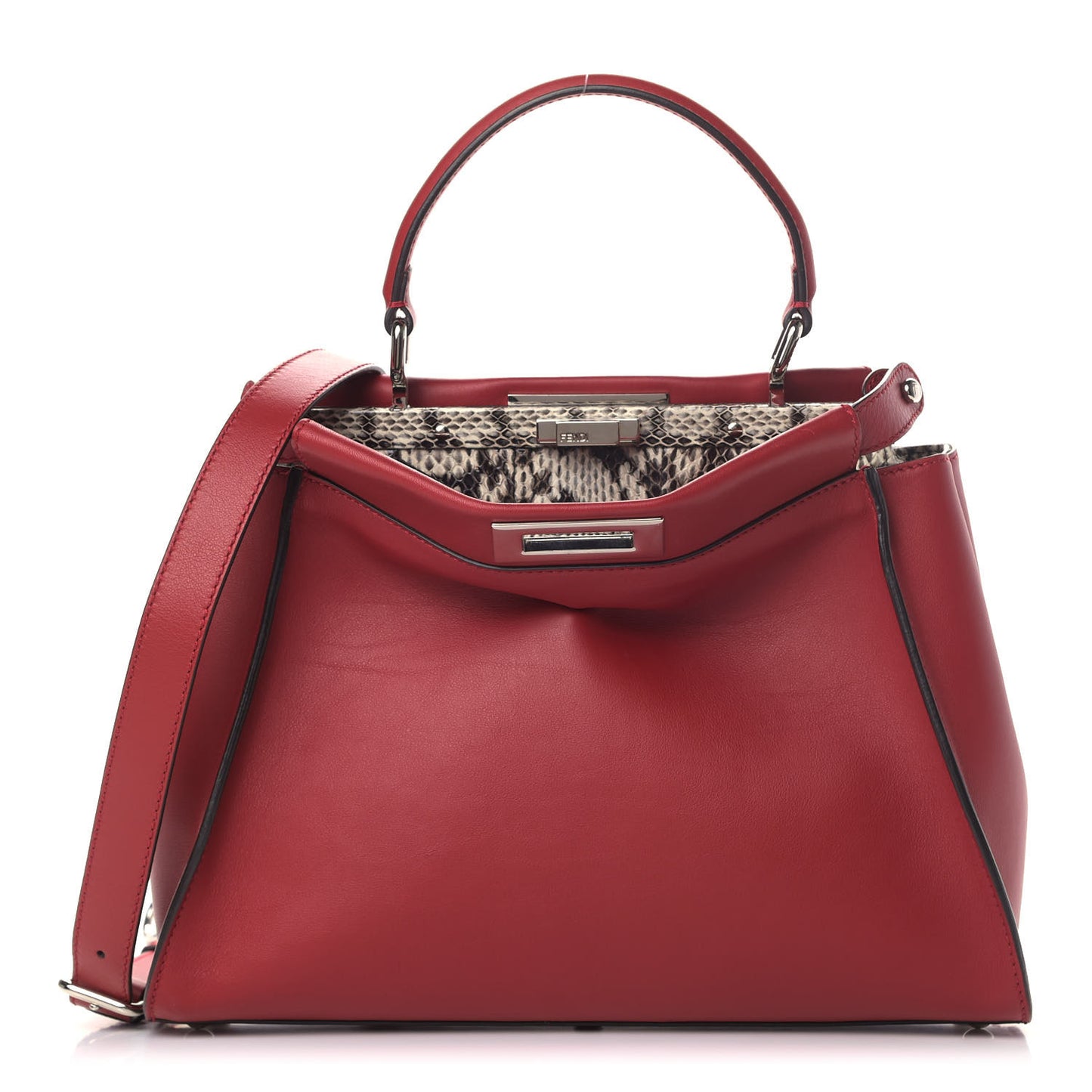 Vitello Seta Elaphe Crocodile Monster Eyes Medium Peekaboo Iconic Satchel Ribes Naturale