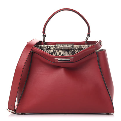 Fendi Vitello Seta Elaphe Crocodile Monster Eyes Medium Peekaboo Iconic Satchel Ribes Naturale 1 of 7