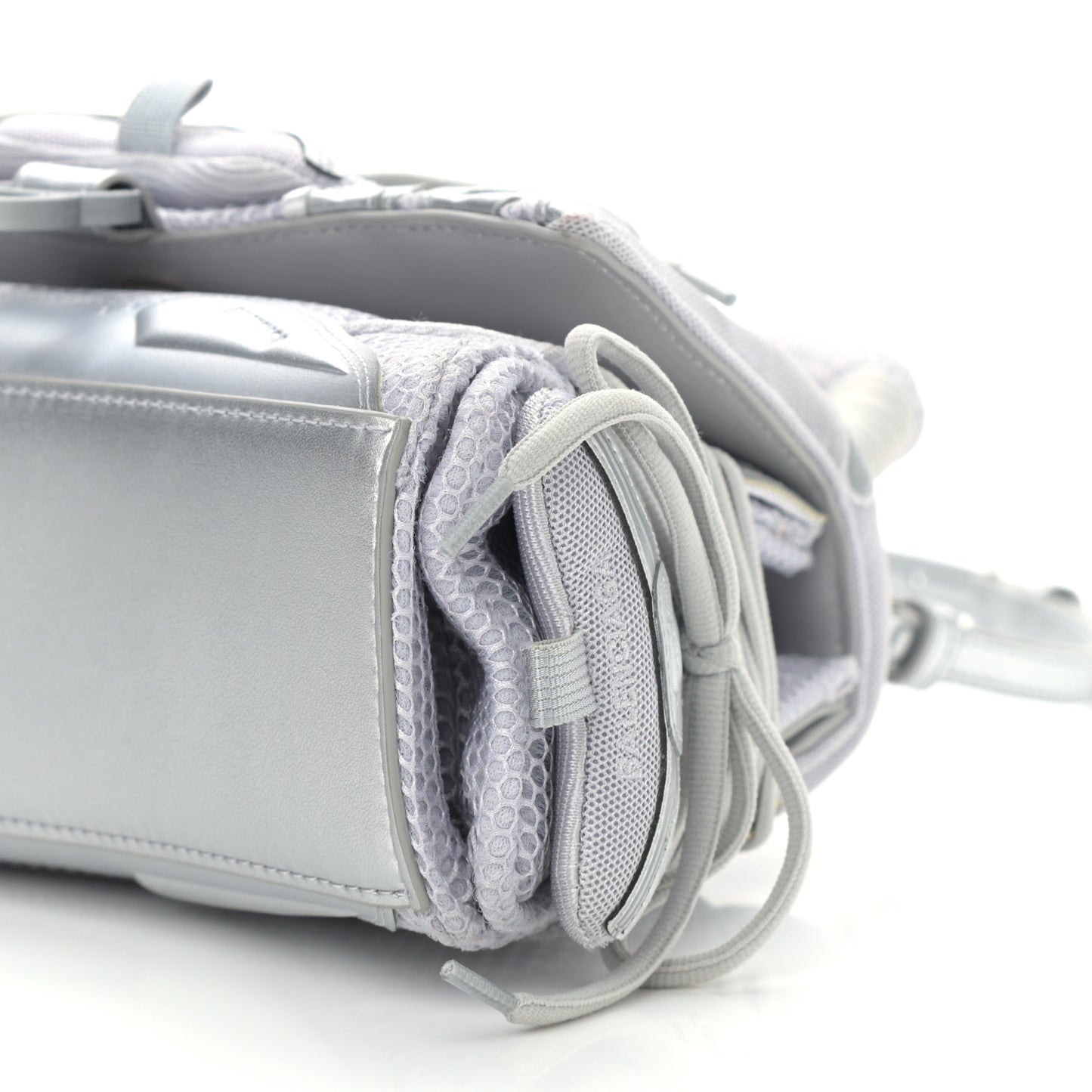 Faux Calfskin Fabric Small Sneakerhead Top Handle Bag Silver