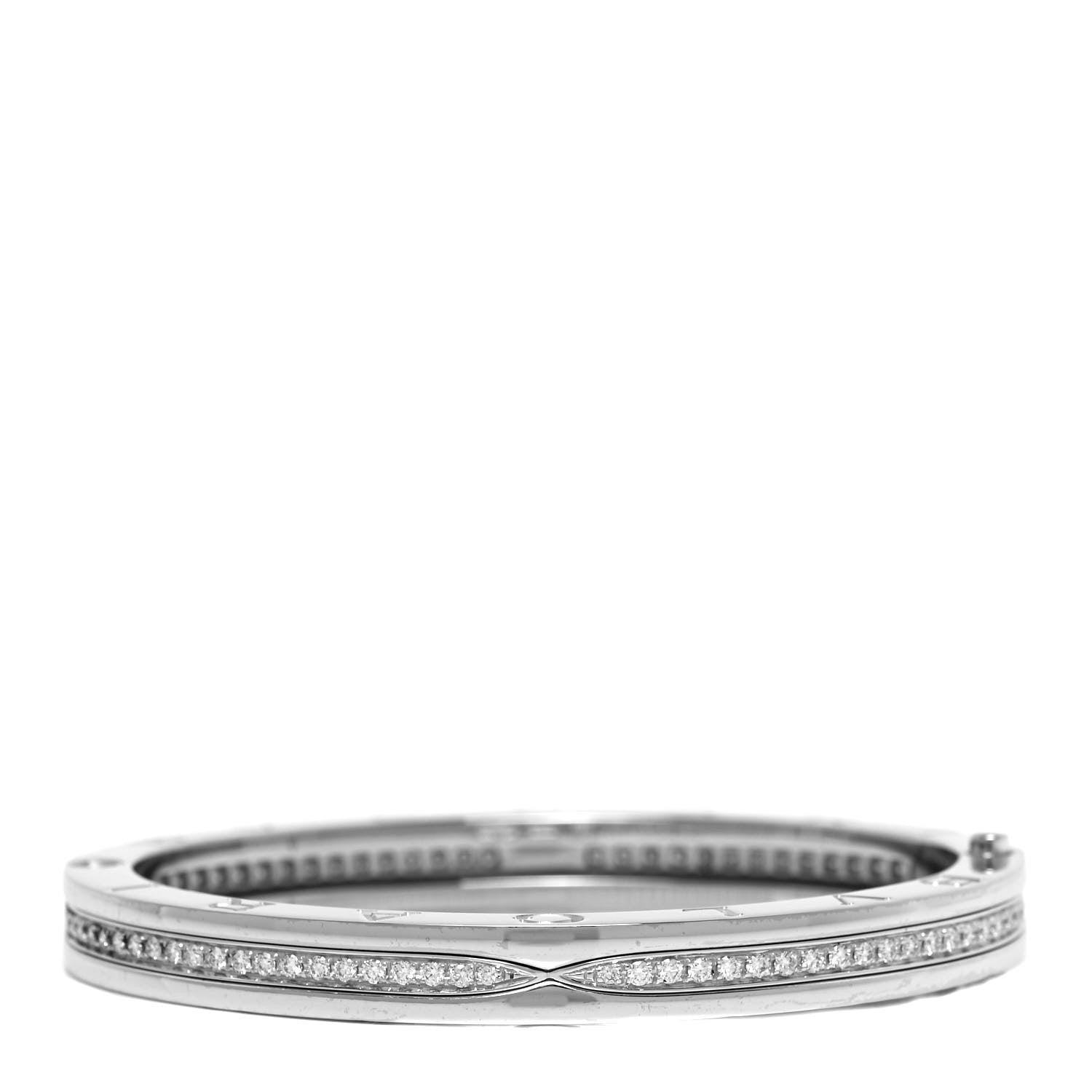 Bulgari 18K White Gold Diamond B.Zero1 Bangle Bracelet M 3 of 4