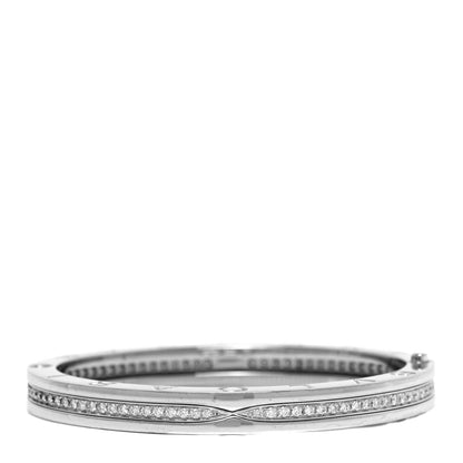 Bulgari 18K White Gold Diamond B.Zero1 Bangle Bracelet M 3 of 4