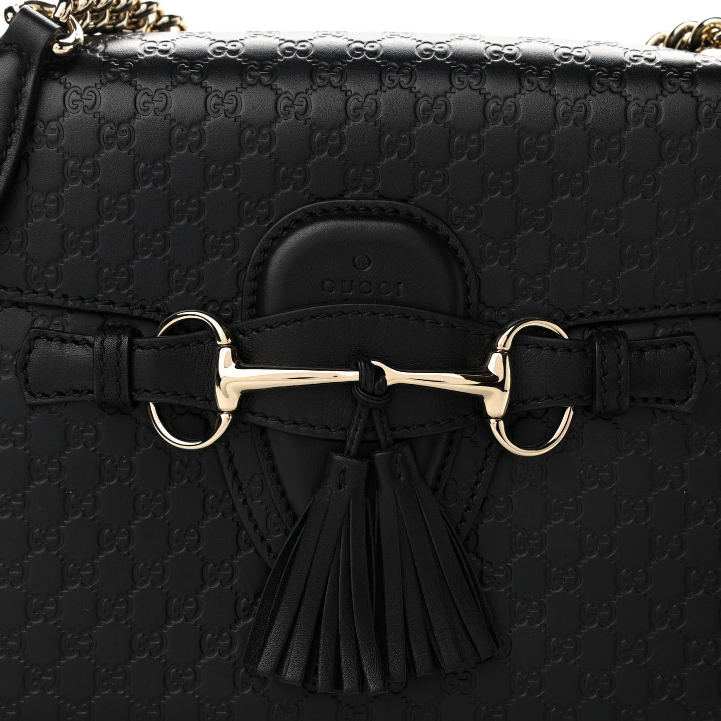 Microguccissima Medium Emily Chain Shoulder Bag Black