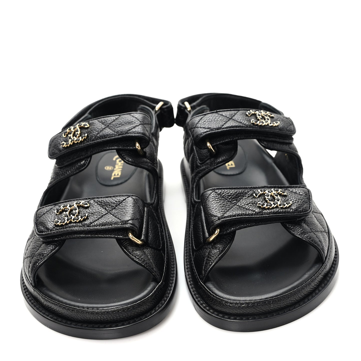 Grained Calfskin Velcro Dad Sandals 36.5 Black