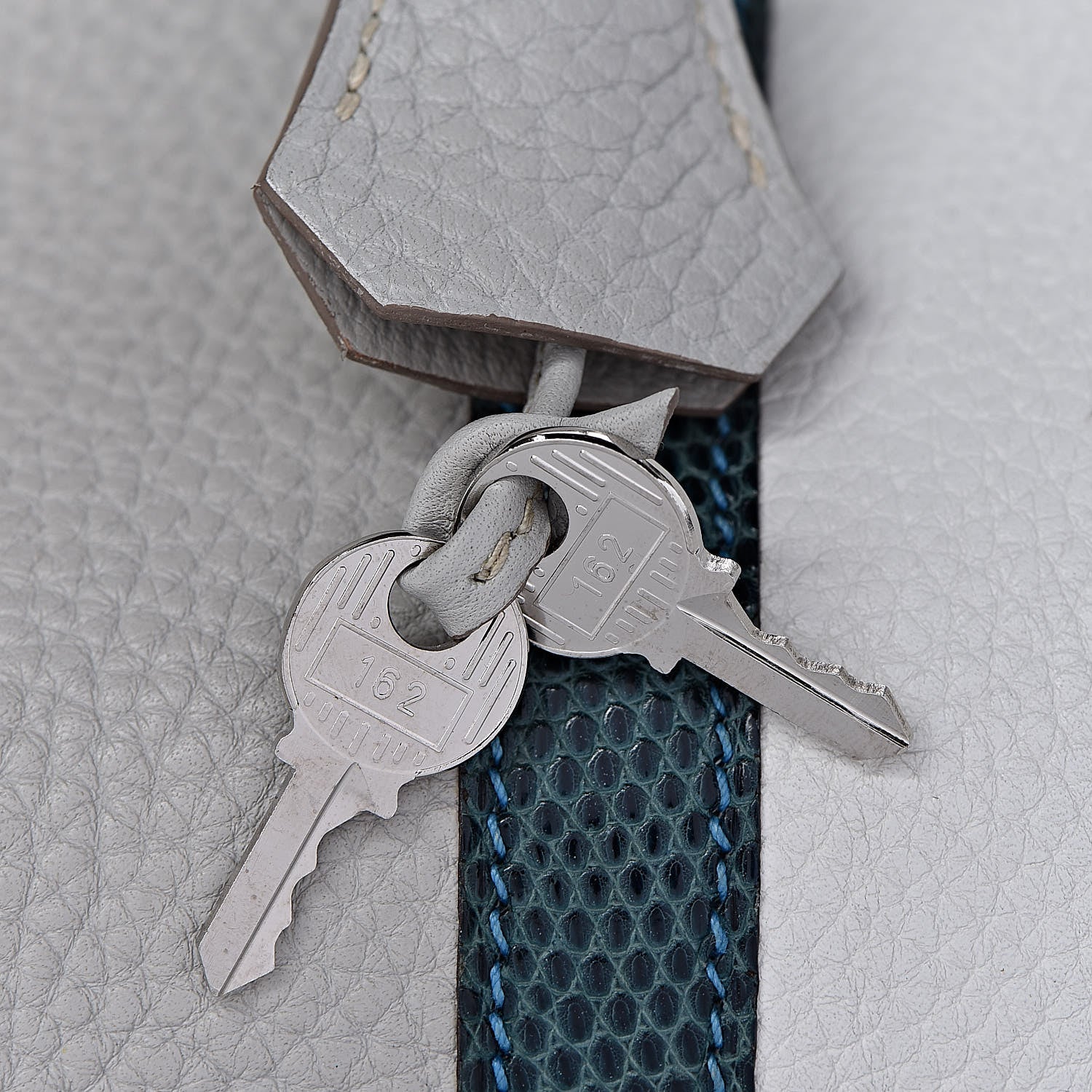 Hermes Taurillon Clemence Lizard Club Birkin 35 Gris Perle White Mykonos 24 of 39