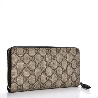 Gucci GG Supreme Monogram Moon Calfskin Zip Around Wallet Beige Ebony Black 3 of 8