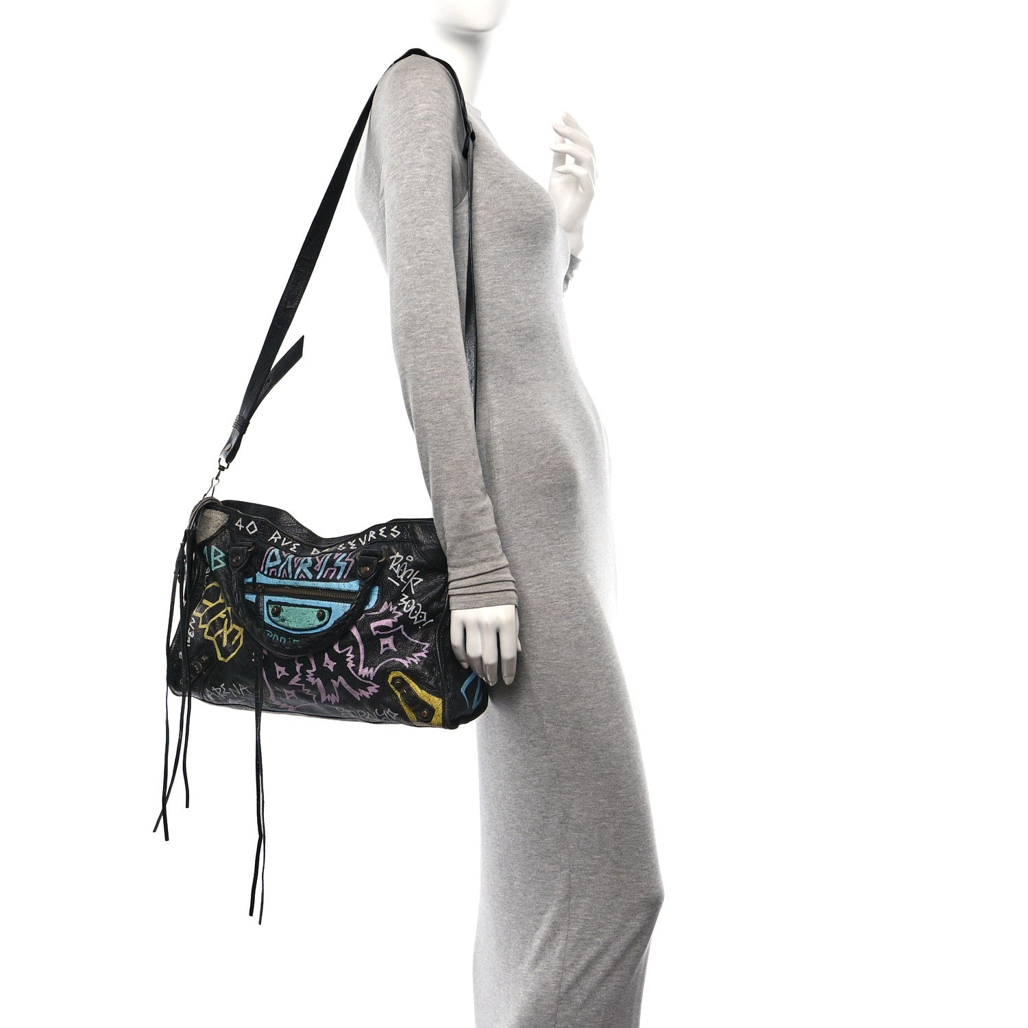 Balenciaga Agneau Graffiti All Over Classic Hardware City Black Multicolor 2 of 16