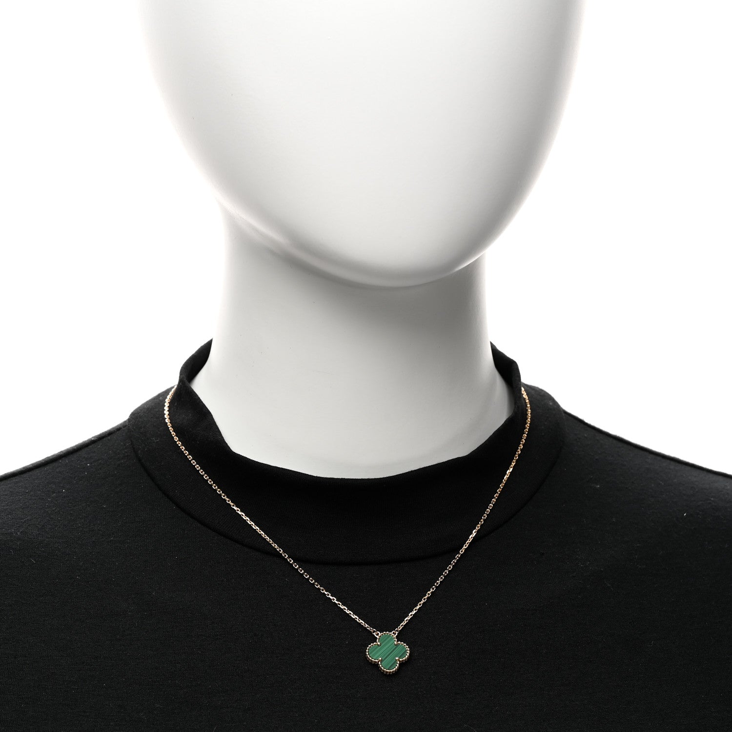 Van Cleef & Arpels 18K Yellow Gold Malachite Vintage Alhambra Pendant Necklace 2 of 6