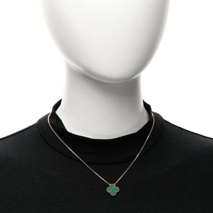 Van Cleef & Arpels 18K Yellow Gold Malachite Vintage Alhambra Pendant Necklace 2 of 6