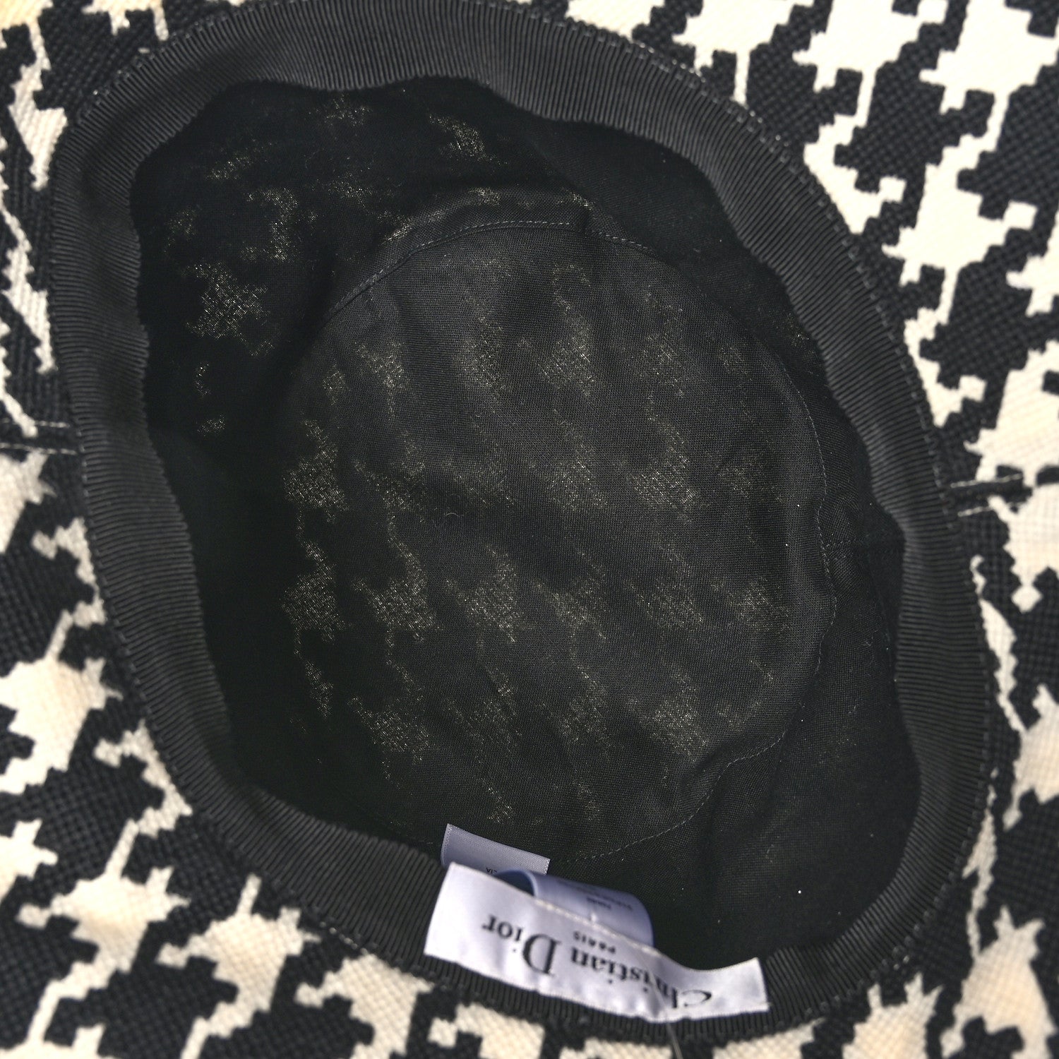 Christian Dior Pied De Poule Bucket Hat 57 Black White 6 of 7