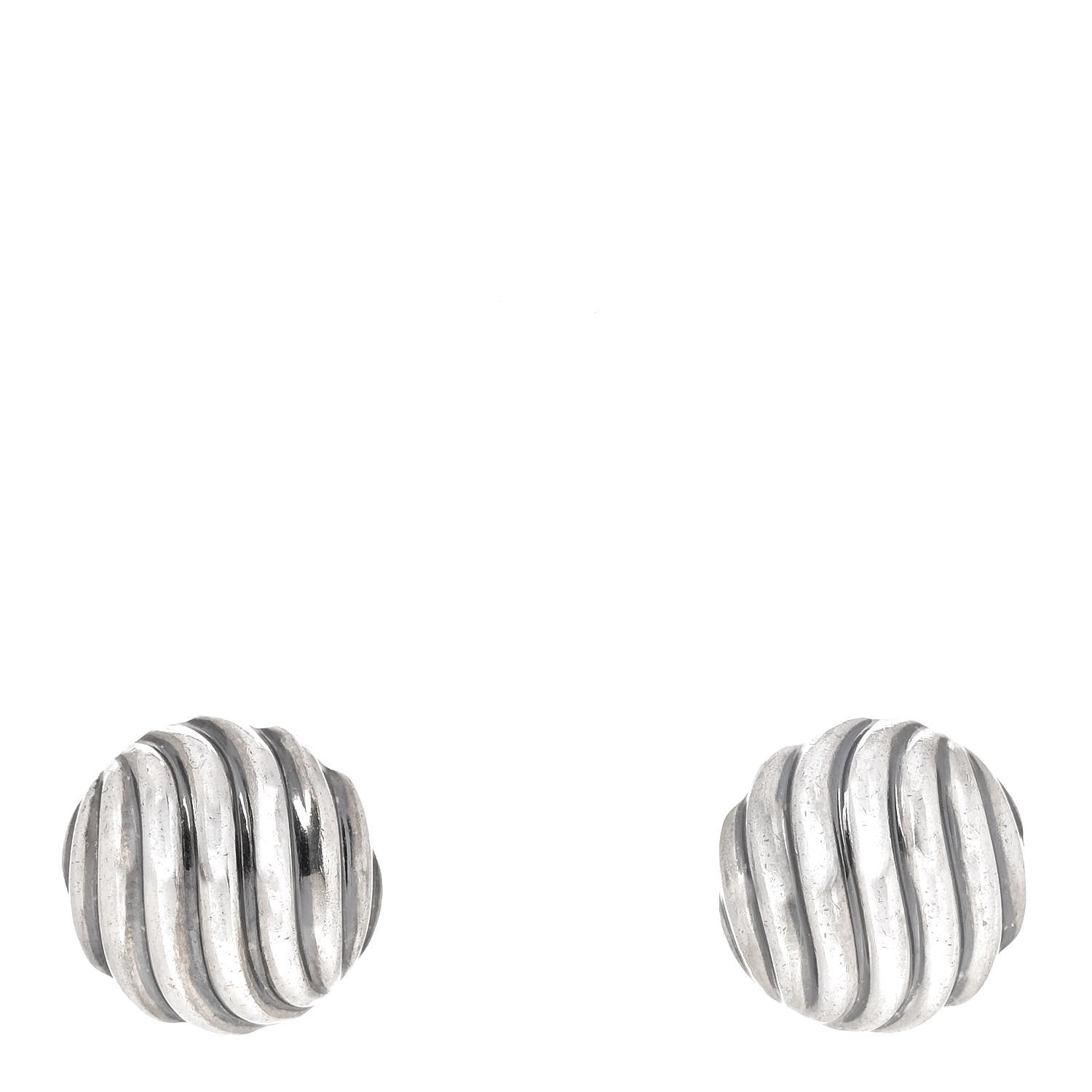 David Yurman Sterling Silver 14mm Sculpted Cable Stud Earrings 1 of 6