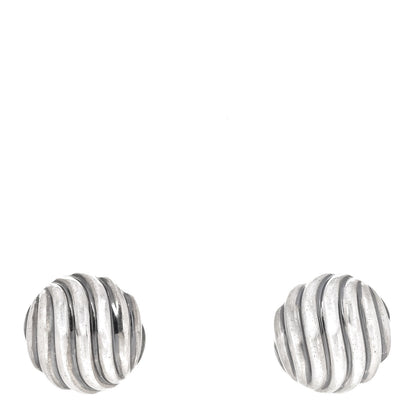 David Yurman Sterling Silver 14mm Sculpted Cable Stud Earrings 1 of 6