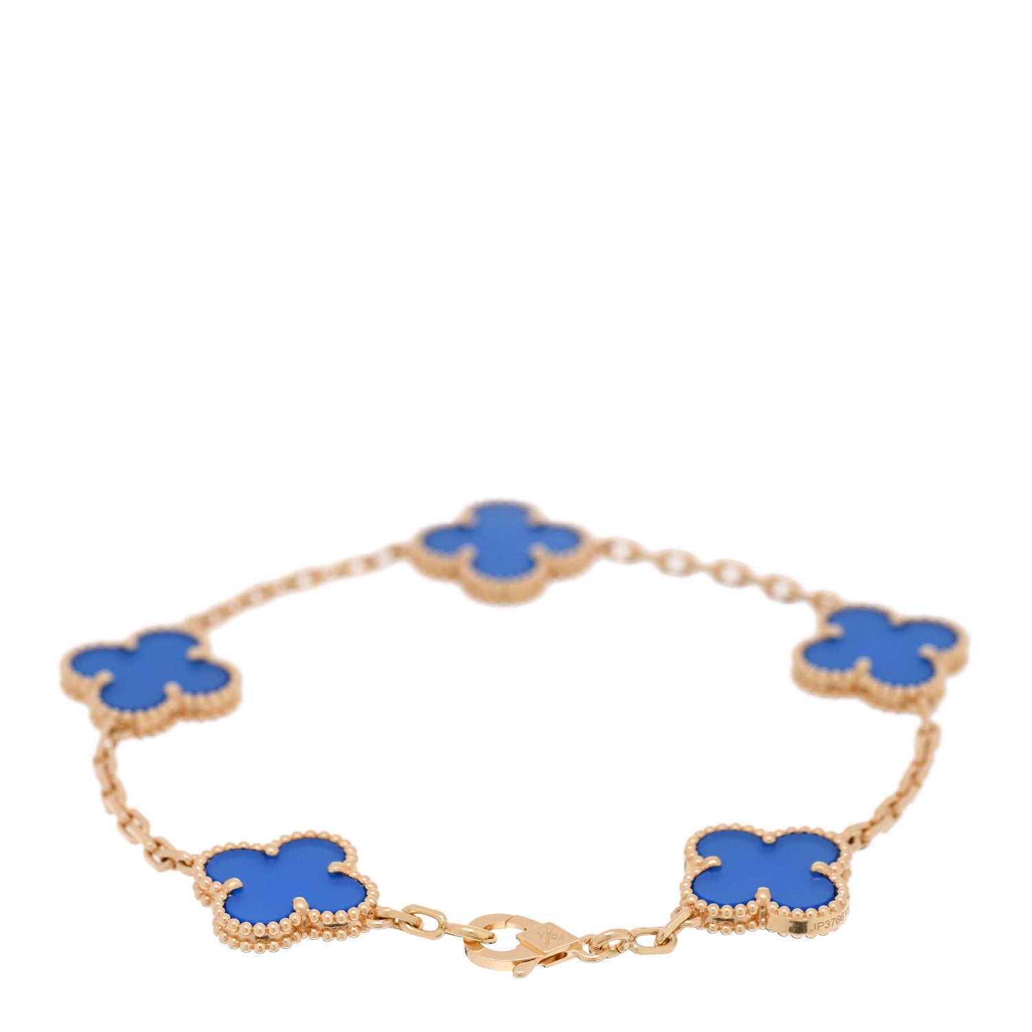 Van Cleef & Arpels 18K Yellow Gold Blue Agate 5 Motifs Vintage Alhambra Bracelet 2 of 4