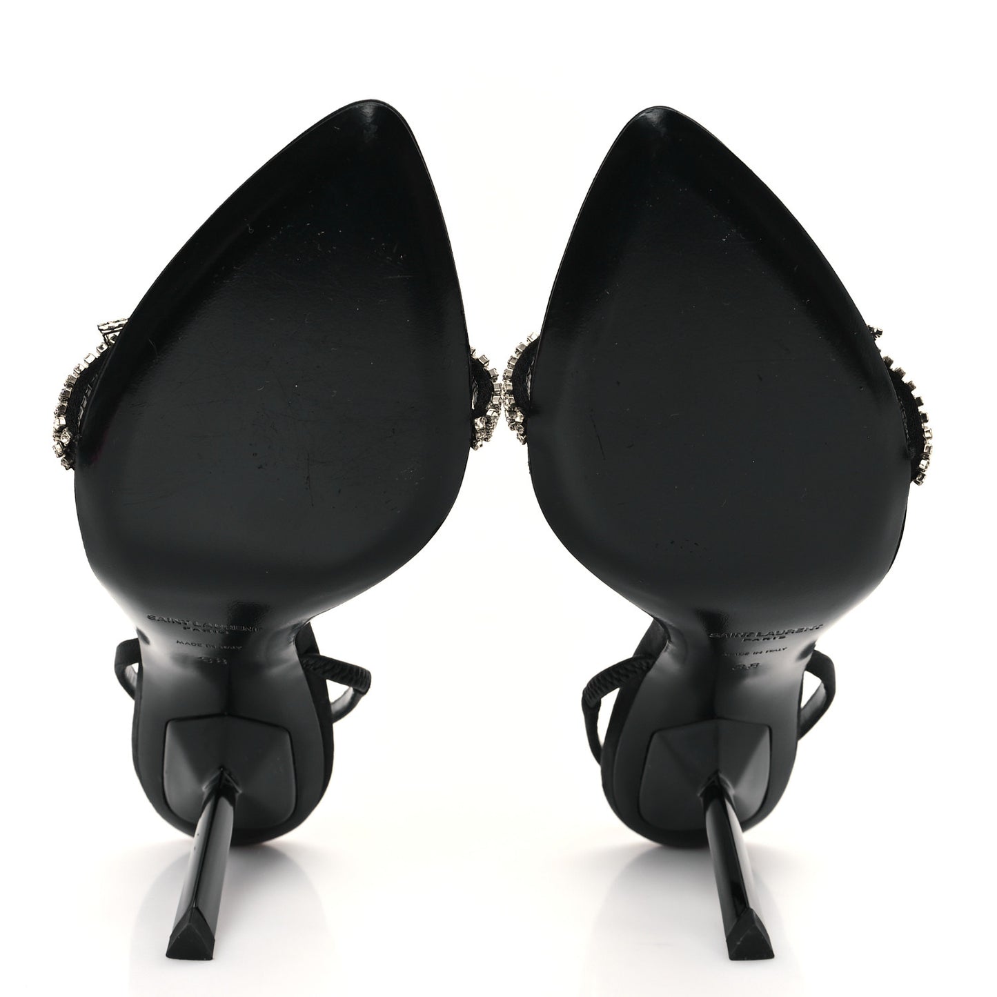 Crepe Satin Rendez Vous Slingback Sandals  38 Black