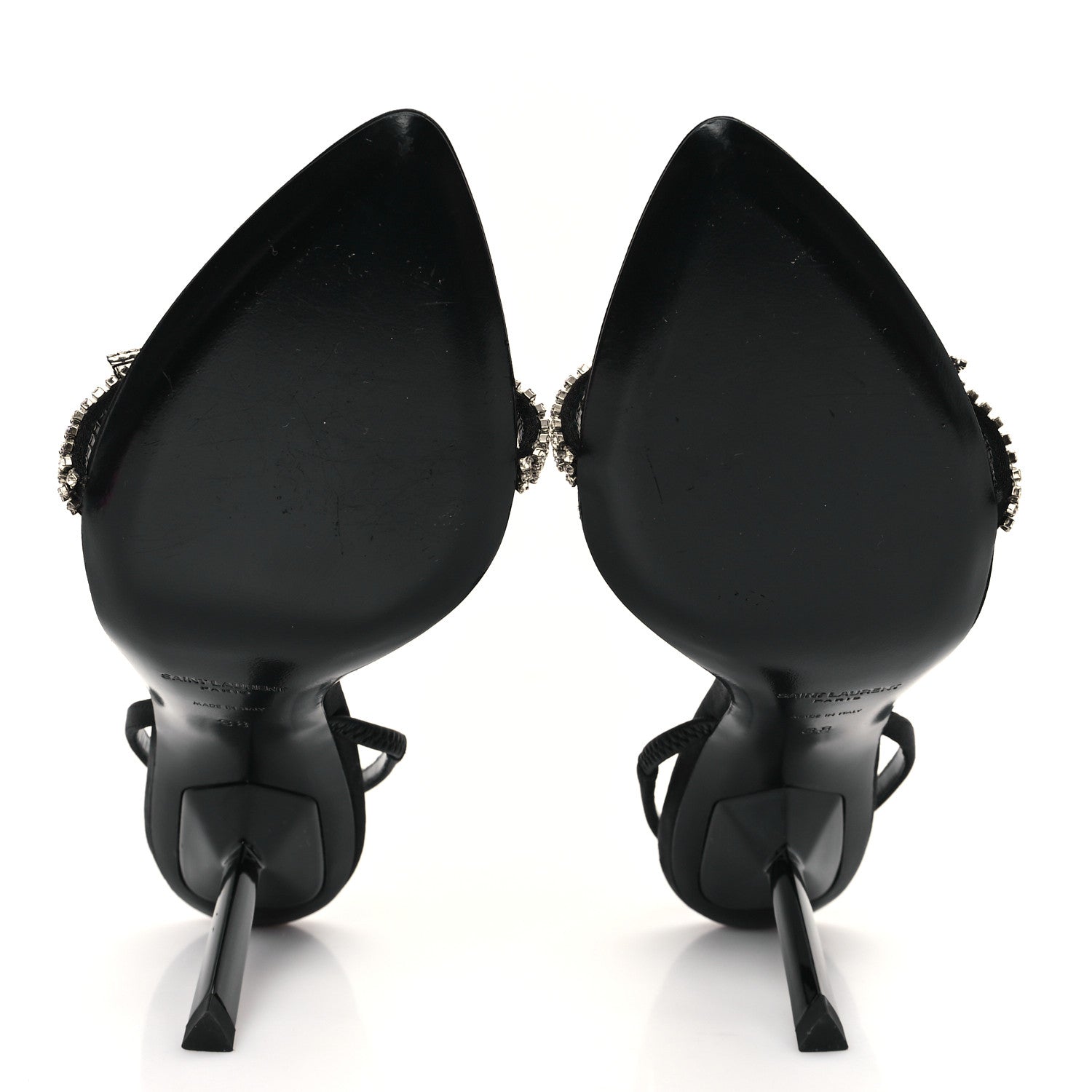 Saint Laurent Crepe Satin Rendez Vous Slingback Sandals  38 Black 6 of 8