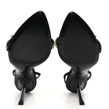 Saint Laurent Crepe Satin Rendez Vous Slingback Sandals  38 Black 6 of 8
