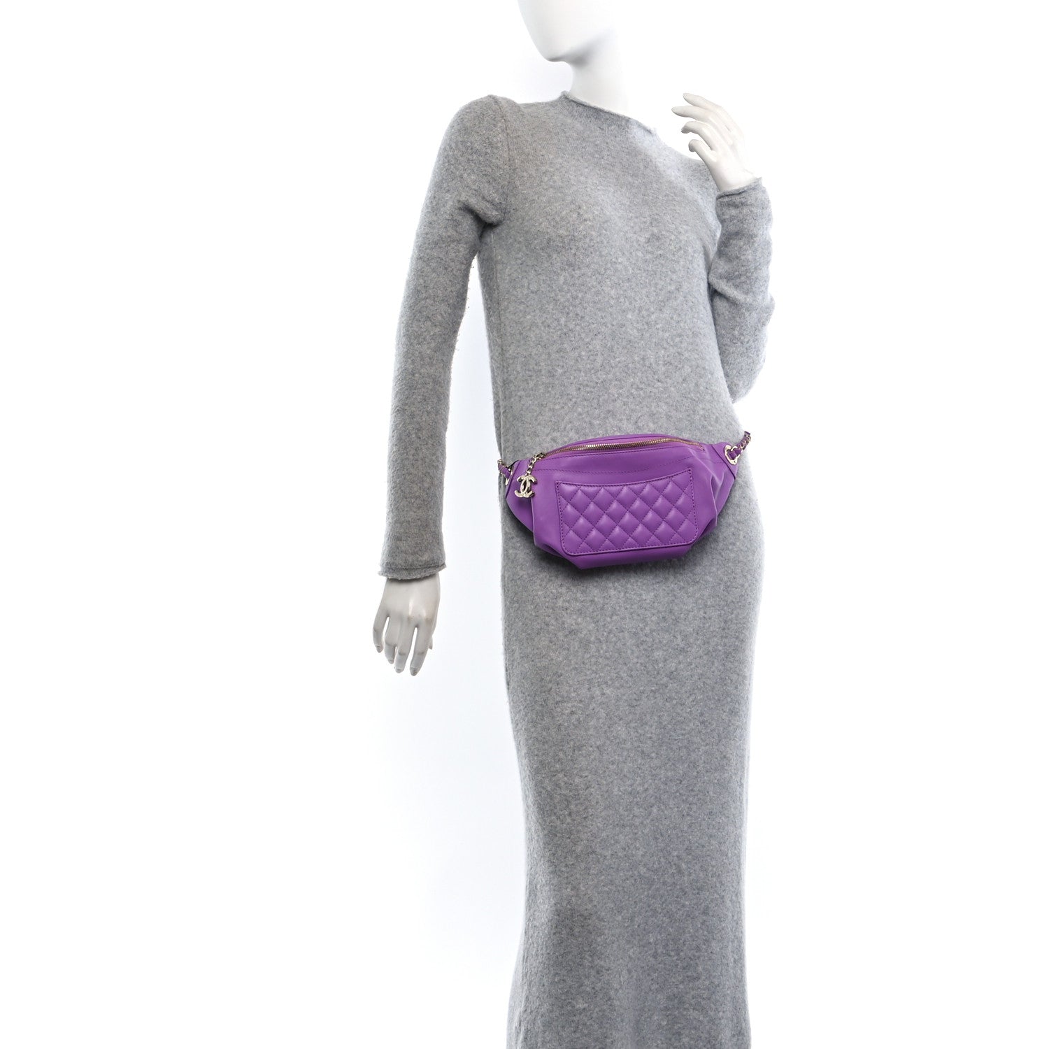 Chanel Lambskin Quilted Waist Belt Bag Purple 2 of 10
