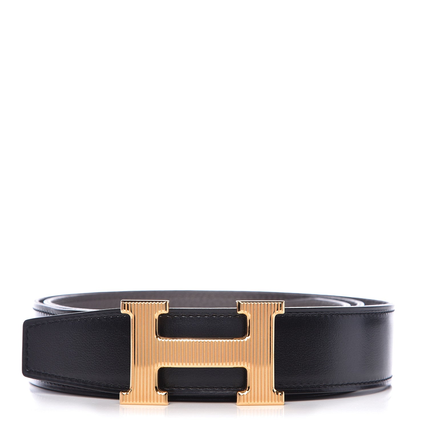 Hermes Box Togo Strie 32mm H Belt 95 Black Etain 1 of 7