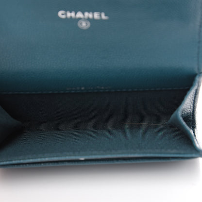 Chanel Caviar Quilted Flap Card Holder Dark Turquoise 4 of 8
