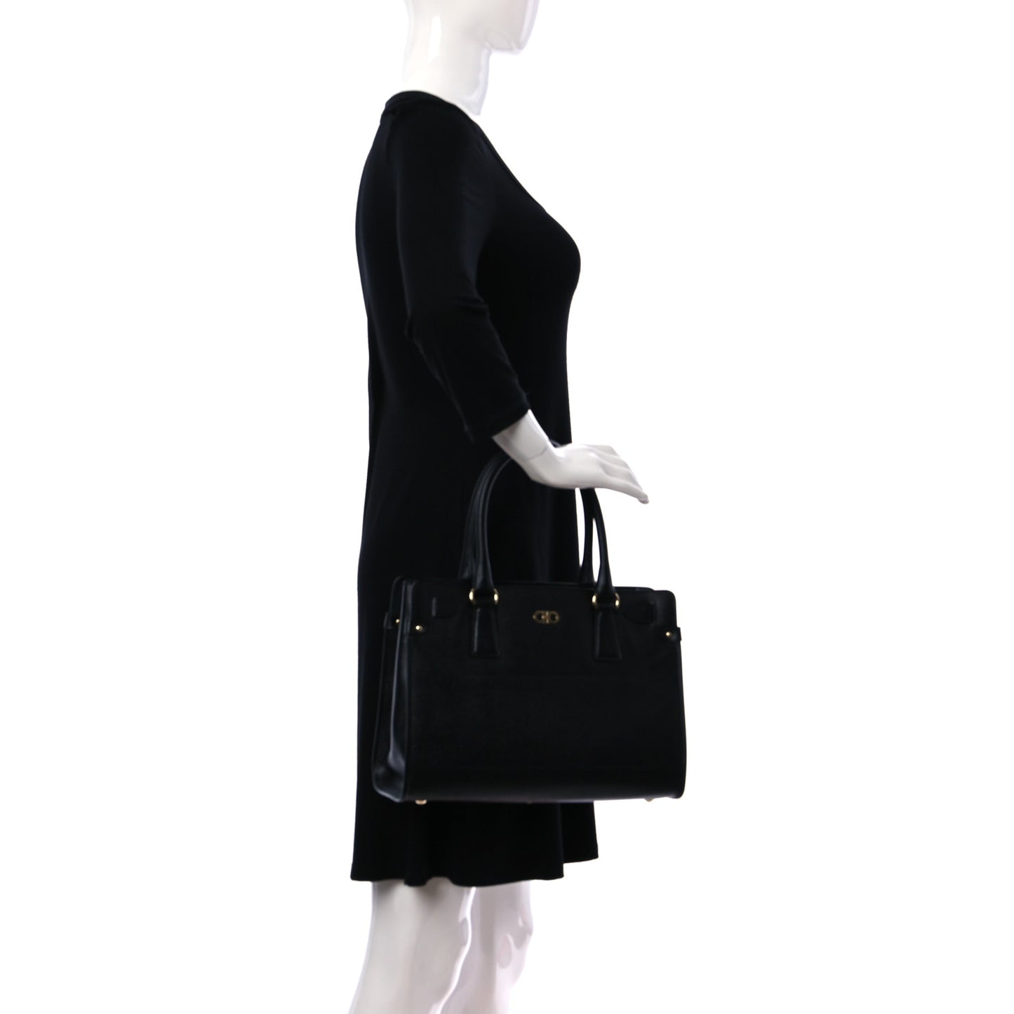 Hammered Calfskin Briana Tote Black
