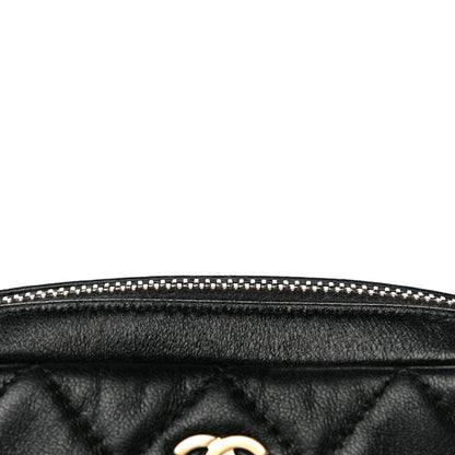 Chanel Lambskin Quilted Small Curvy Pouch Cosmetic Case Black 11 of 13