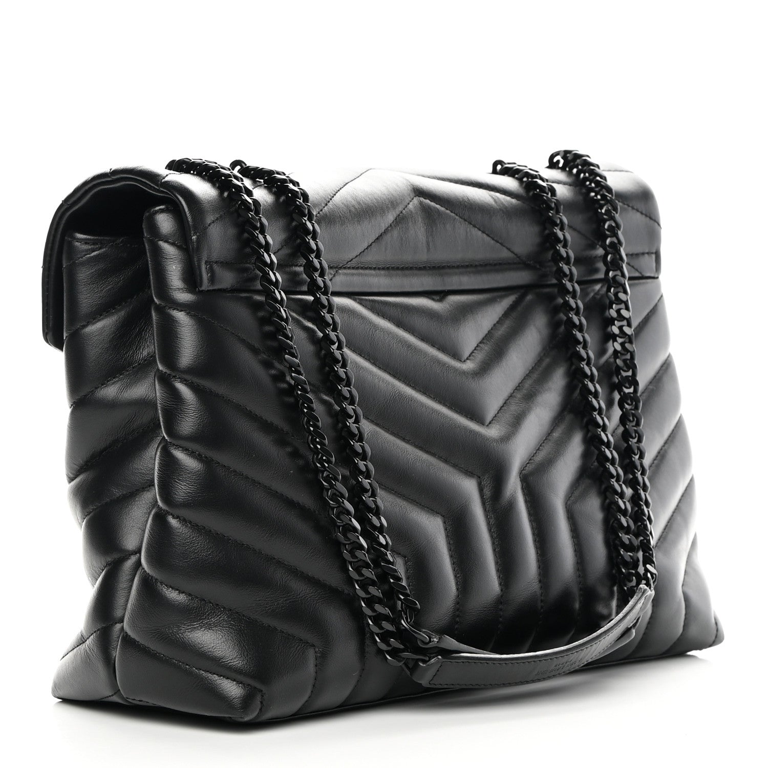 Saint Laurent Calfskin Y Quilted Monogram Monochrome Medium Loulou Chain Satchel Black 3 of 14