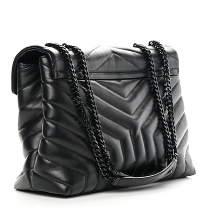 Saint Laurent Calfskin Y Quilted Monogram Monochrome Medium Loulou Chain Satchel Black 3 of 14