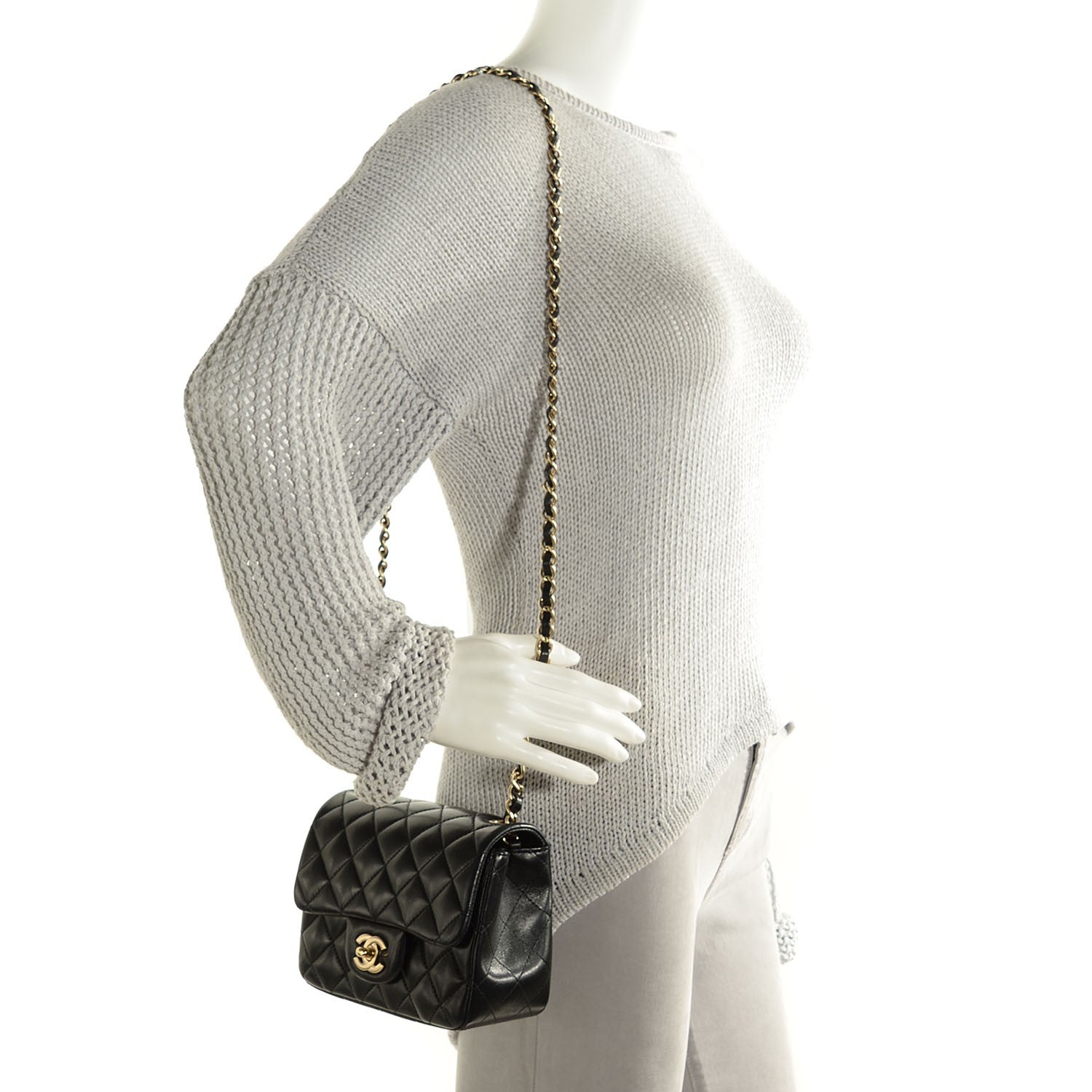 Chanel Lambskin Quilted Mini Square Flap Black 2 of 9