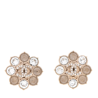 Chanel Crystal CC Flower Earrings Gold 1 of 6
