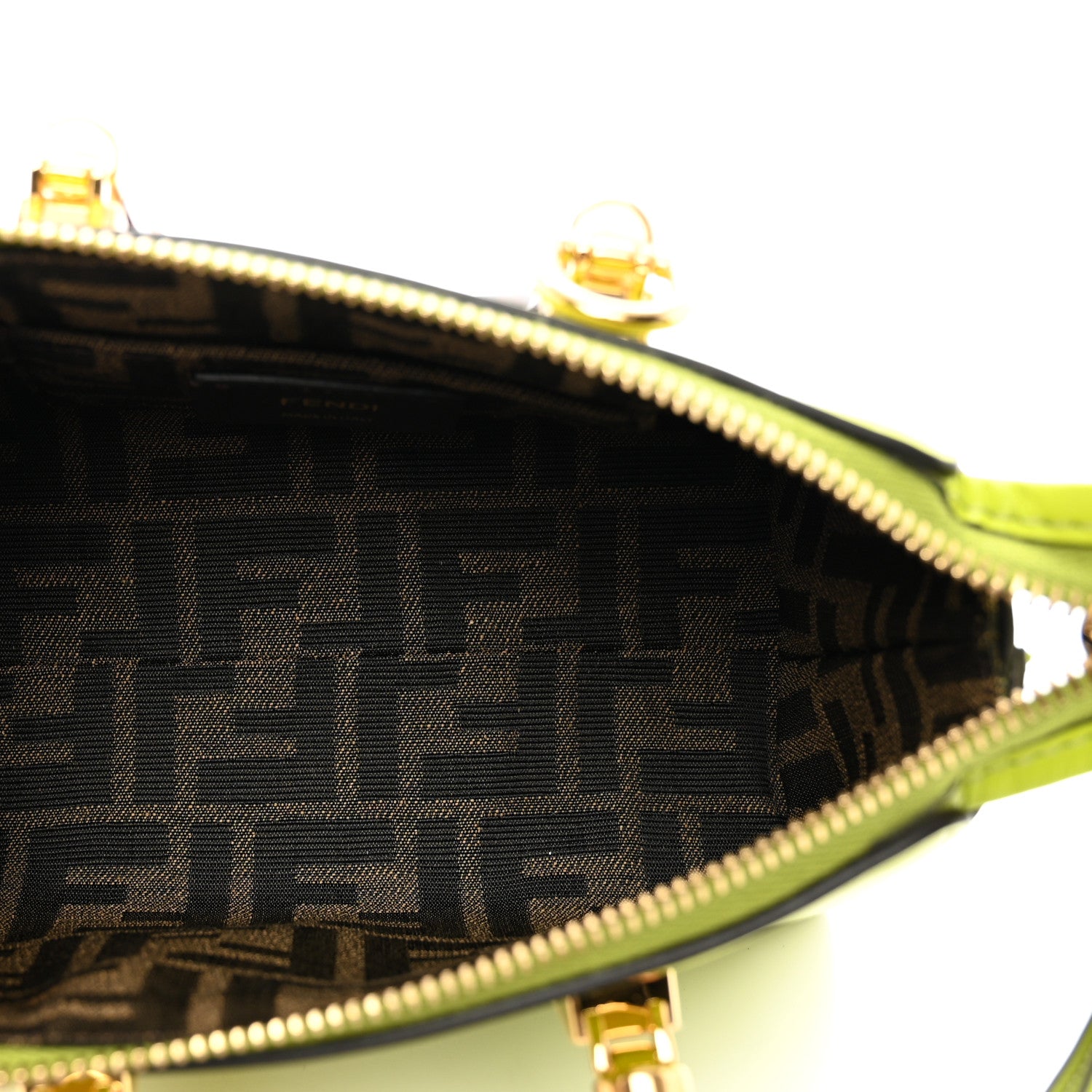 Fendi Vitello King Plexiglass Logo Embossed Mini By The Way Top Handle Boston Bag Wasabi 5 of 9