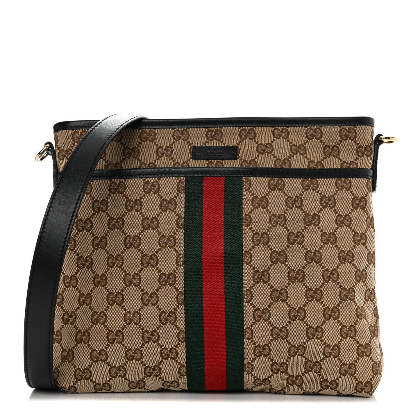 GG Monogram Web Flat Messenger Bag Black