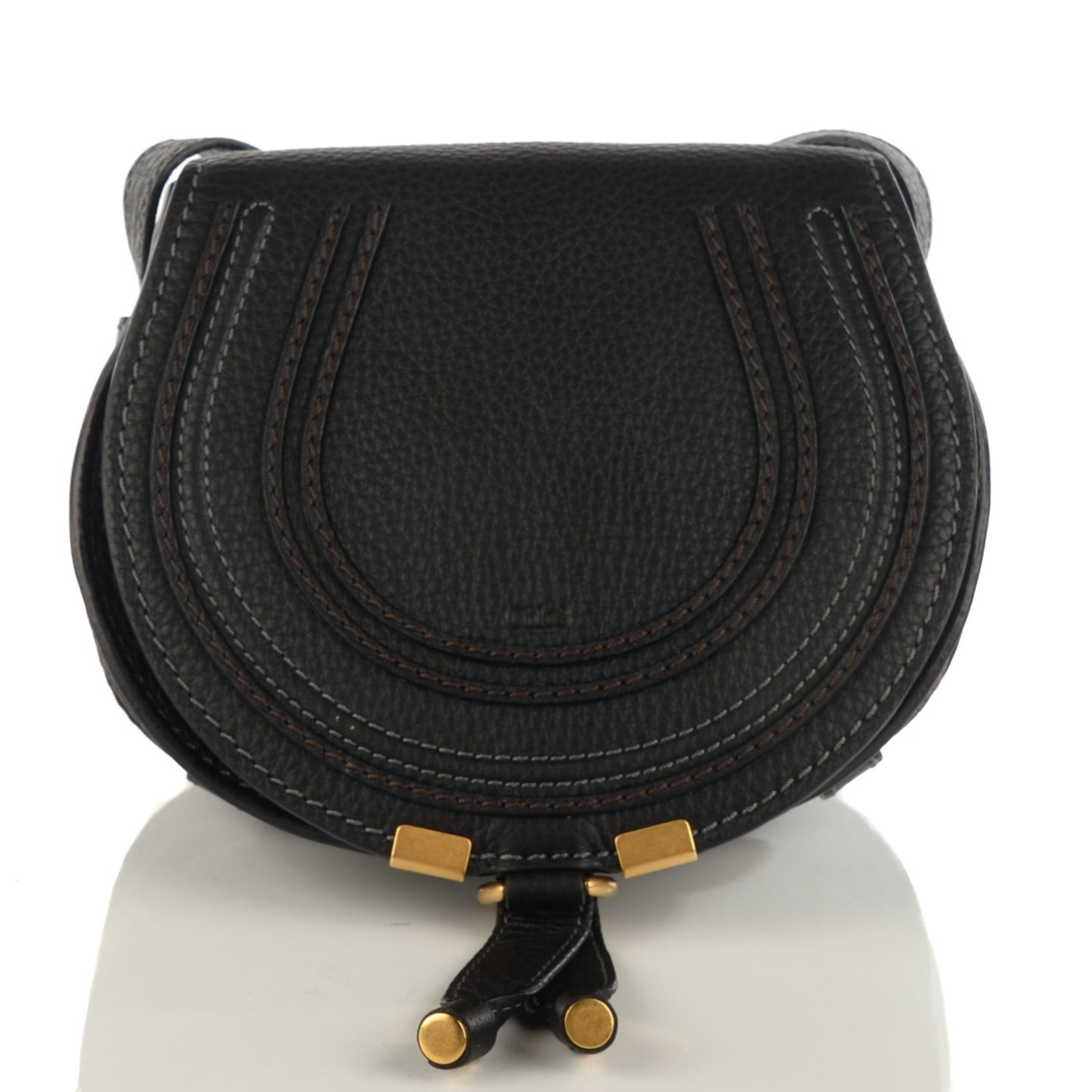 Calfskin Mini Marcie Round Crossbody Bag Black